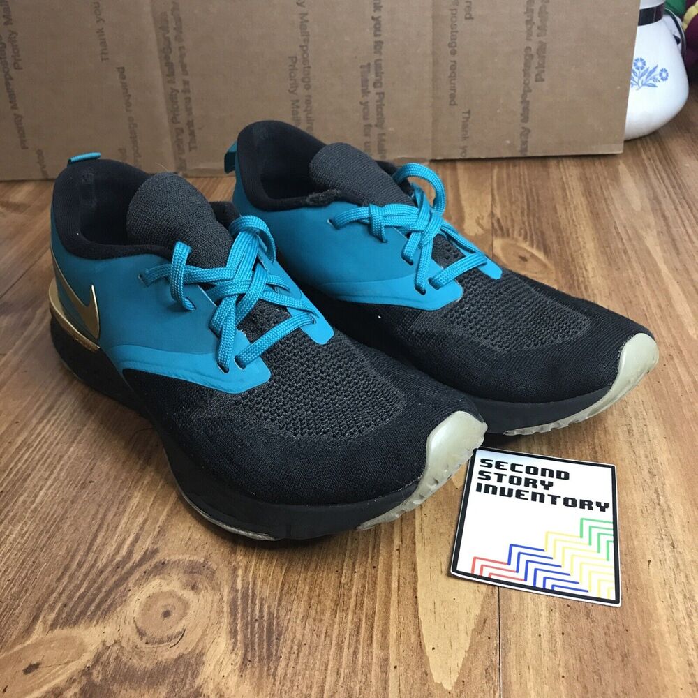 Nike ID Odyssey React Flyknit Black Teal Gold BQ8760 991 women's Size 10 Shoes
